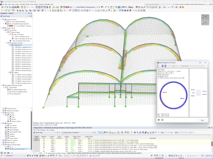 Progettazione della struttura in acciaio del padiglione CITES in RFEM 6 con l'add-on Verifica acciaio attivato | © Carl Stahl & spol. s r.o.